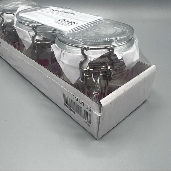 IKEA Heart Vinterfest Glass Jar w/ Locking Seal Lid Set of Three 4 oz - Picture 4 of 4